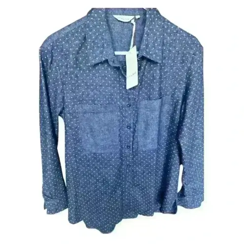 tylho denim polka‎ dot cotton Long sleeve shirt dark blue size S
