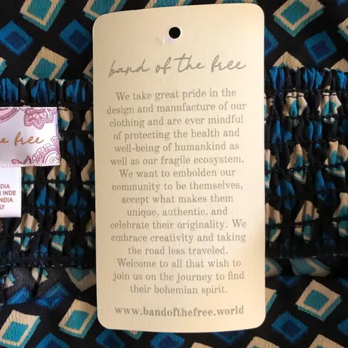 Band of The Free NWT Women’s Colette Deep Teal Diamond Print Mini Skirt Medium Black