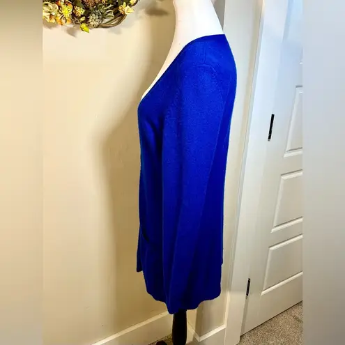 C by BLOOMINGDALES Cashmere Long Line Button Front Sweater w/Pockets Women’s L Blue Size M