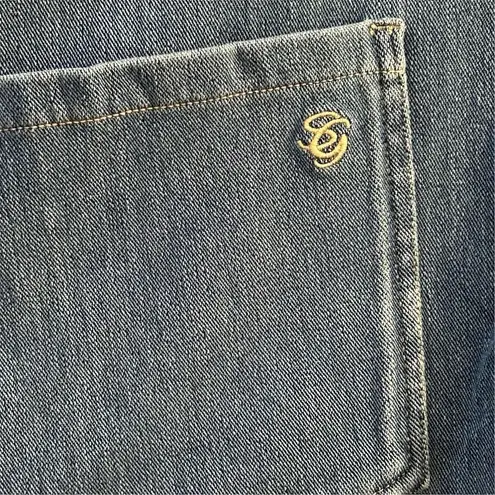 Susan Graver Women's A-Line Denim Skirt Blue Size 12 Casual Knee Length