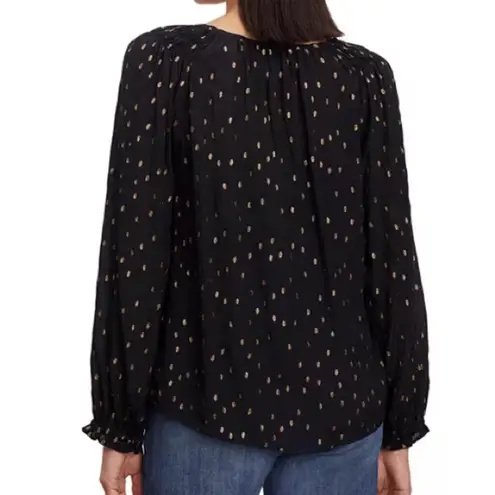 Velvet By Graham And Spencer Krista Metallic Gold Dot Sheer Boho Top