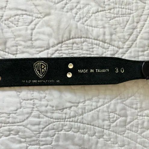 Vintage 1992 WB Looney Tunes Black Leather Belt w Metal Characters Size 30