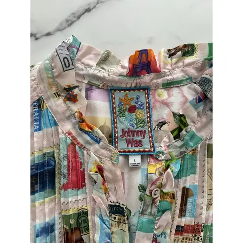 Johnny Was Sekai Mary silk maxi dress Sz Large Bohemian Chic Artsy Feminine