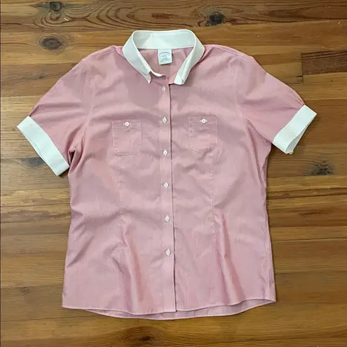 Brooks Brothers Red Striped Cotton Fitted Button Down Shirt Womens Size 16