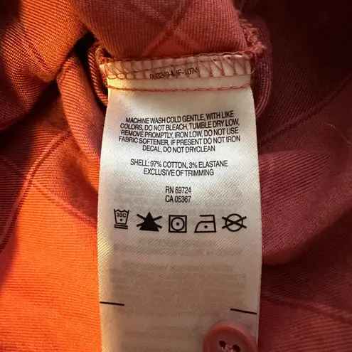 Columbia  Pink Red Plaid Cotton‎ Blend Long Sleeve Button Up Womens Large