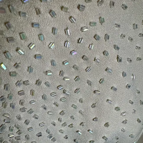 Vintage 90s Cachet 2 piece ivory crystal beaded jacket and dress set size 4P