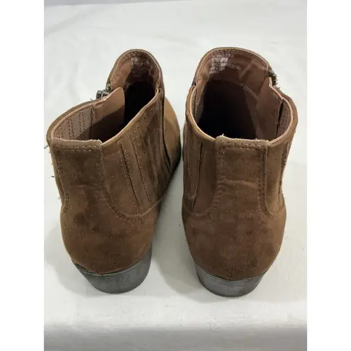 Spirit Womans Tracy Brown Faux Suede Stretch Ankle Boots Size 9 M