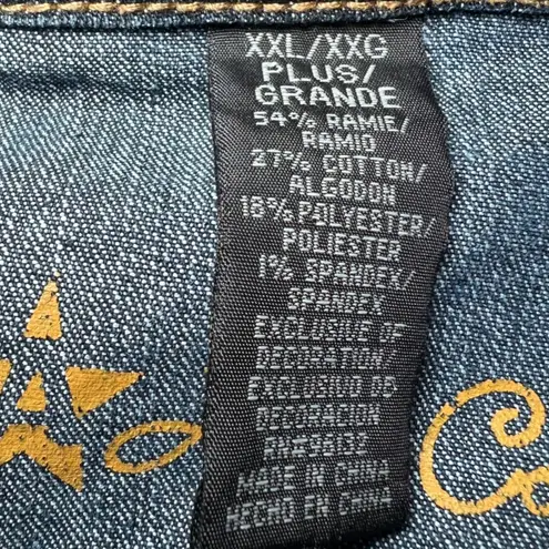 Arizona Jeans Arizona Jean Co Blue Jean Jacket Womens XXL Denim Floral Embroidery Boho Y2K