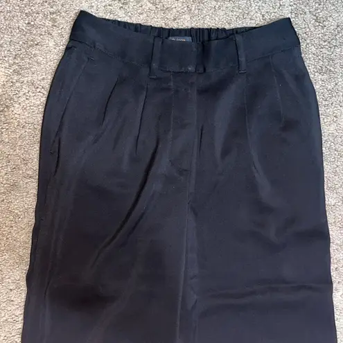 Quince Stretch Crepe Pleated Wide Leg Pants Trousers Black 2