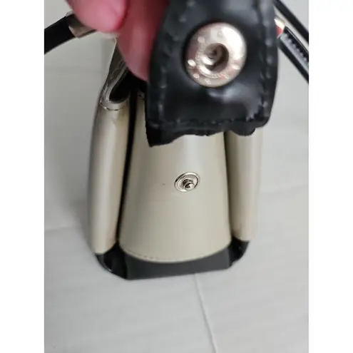 Beijo Beige And Black Patent Leather Shoulder Bag Purse Retro 90's