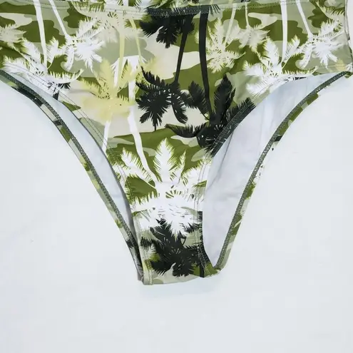 Green Tropical Print Bikini with High Waist Bottoms NWOT Size Medium