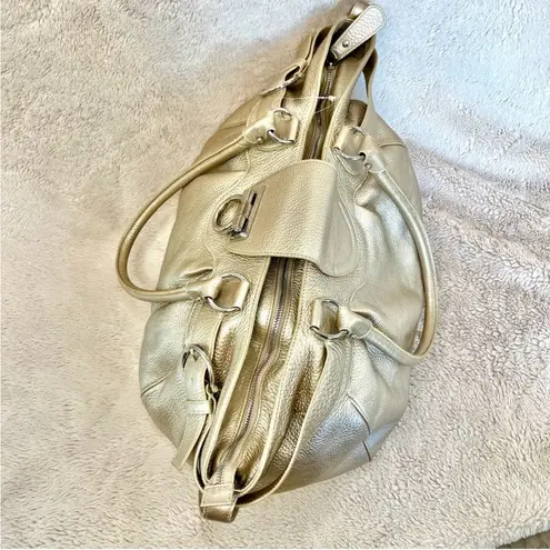 Salvatore Ferragamo Gancini Gold Metallic Shoulder Bag