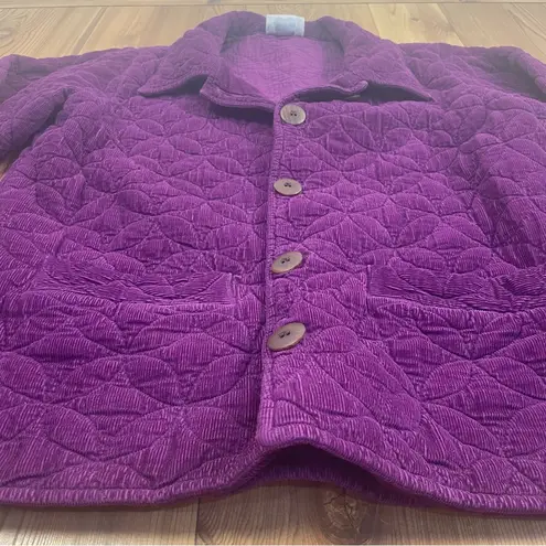 Eucalyptus Guatemalan Handmade Quilted Jacket Pea Coat 100% Cotton Purple XS