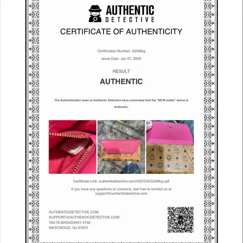 MCM Large Slim Wallet Pink Cognac Leather with Charms