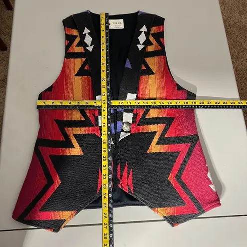 Lone Wolf Vest Womens Small Multicolor Southwestern Aztec Open 100% Cotton S Black