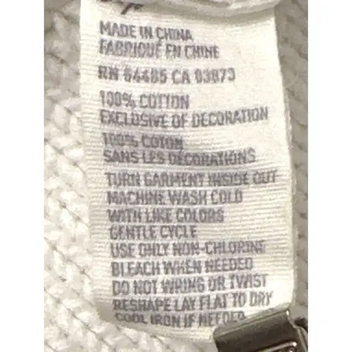 American Eagle  Outfitters White Cotton Knit Zip Sweater With High Collar Pockets