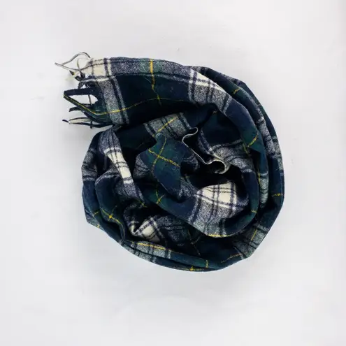 Pendleton Vintage Green Blue Yellow White Plaid Scarf Unisex Men Women One Size