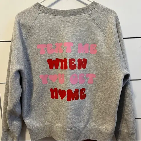 Cynthia Rowley Text Me When You Get Home Grey Crewneck thumbnail 3