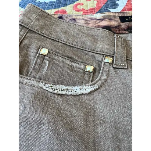 Rare Brand New Escada Munich 1978 Swarovski Crystals Skinny Jeans Size: 32 US 0 Brown