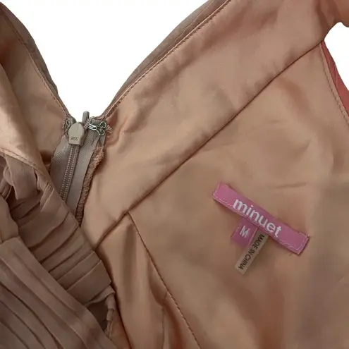 Minuet Peach Color Block Ruched Bodycon Mini Dress, Sz M