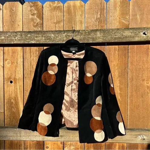 Vintage Isabel “belle sports” suede blazer jacket size large whimsy fall winter Black