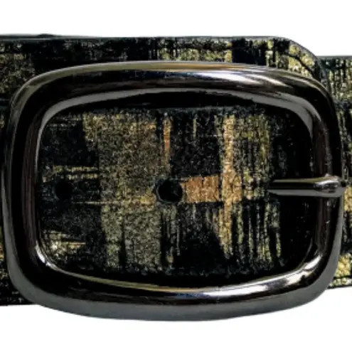 WCM New York Leather Belt Metal Chain Gold & Black Metallic Women's Wrap