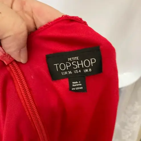 Topshop Red Lace V-Neck Romper Shorts  4