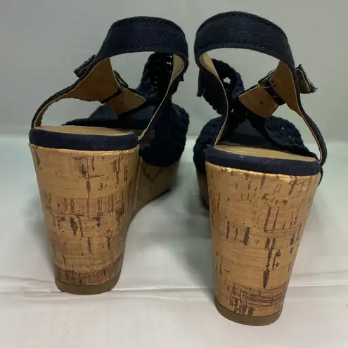 Jellypop Gerry Woven Navy Blue Wedges Heels Cork 6.5 M