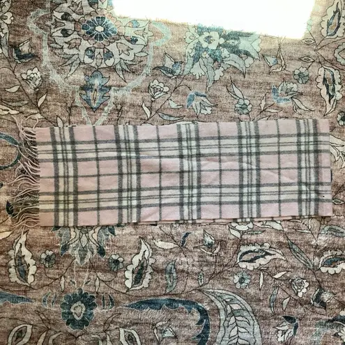 Edinburgh 100% Lamb’s Wool Scotland Pink/Gray Plaid Fringe Scarf See Pics Pink