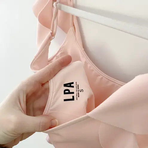 LPA / Revolve Cold Shoulder Ruffle Bodysuit 182 in Peony