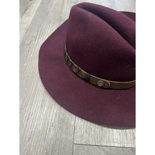 Soho Pistil  Burgundy Fedora Wide Brim Womens Hat 100% Wool