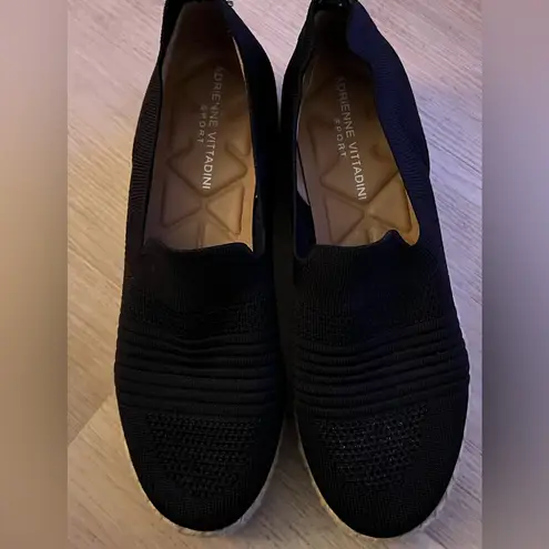 Adrienne Vittadini Niko Black Knit Loafer Slip-Ons Size 8