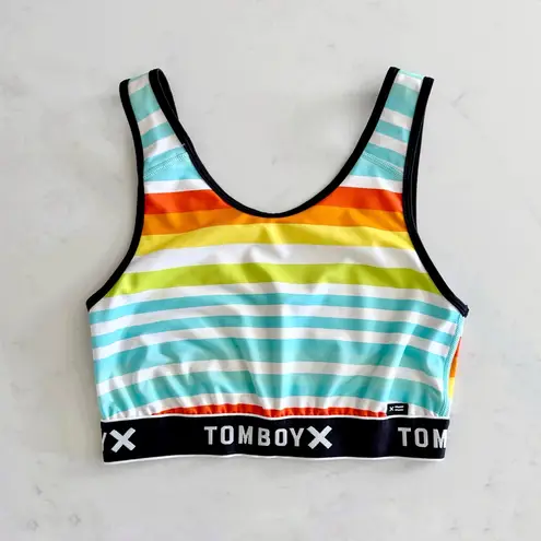 TomboyX Sunset Stripes Sport & Swim Top, sz. S Black