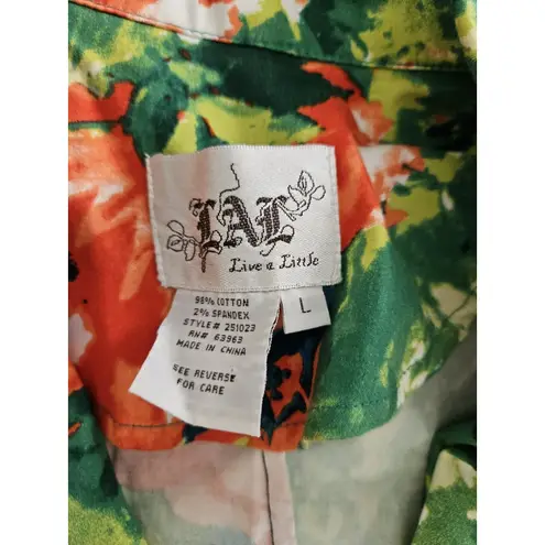Live a Little Tropical Blazer By LAL Size L Greens Oranges Stunning