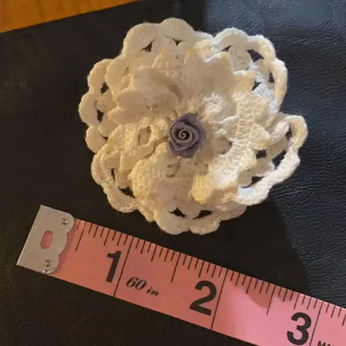 Homemade Vintage Crochet Floral Earrings White