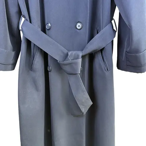Jacqueline Ferrar Vtg Navy Double Breasted Trench Coat Women’s Belted Classic 12