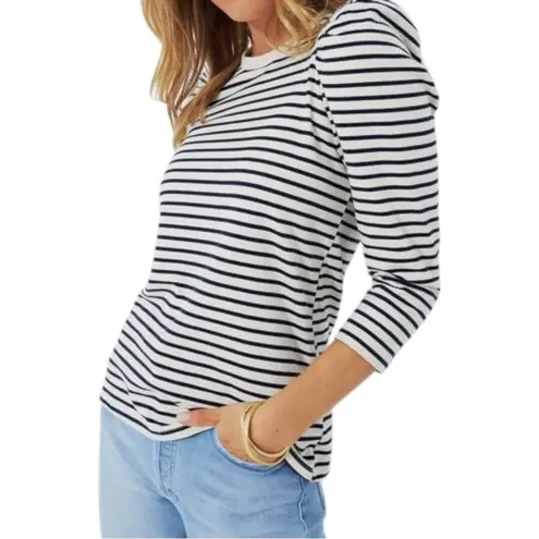 Pomander Place Navy Striped Vesty Long Sleeve Shirt Crewneck Top Preppy Chic XS Blue