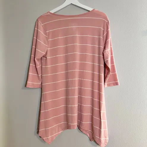 Just Be JUST Be Women’s Striped Tunic Top Pink White Size 1X