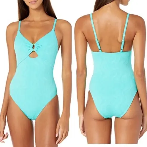 Trina Turk  Cacais Wave Maillot One Piece Bathing Suit Swimsuit Teal Blue 12