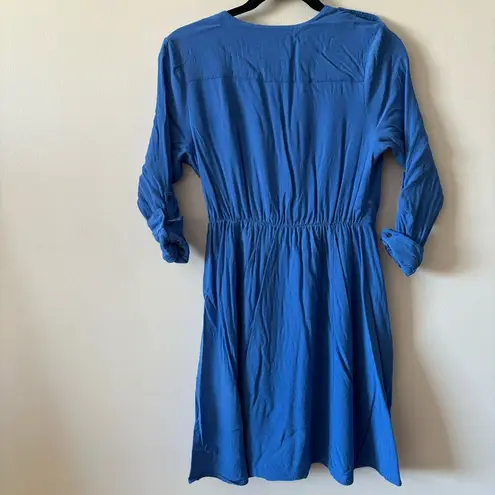 Maeve Anthropologie  Lene Faux Wrap Dress in Azure Blue