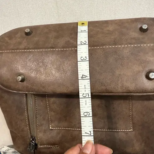 Trinity Ranch Elegant Brown Tote with Blue Accents