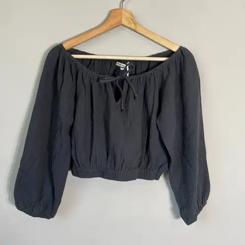 Marine layer NWT  Tiana Double Cloth Cropped Blouse Women's Size XS Gauze Black