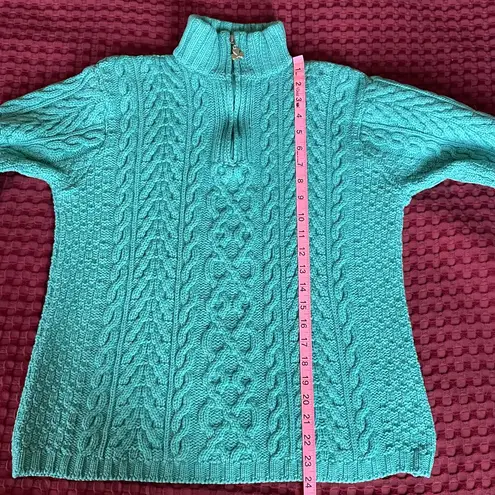 Aran Crafts Ireland Women’s 100% Merino Wool Cable Knit Sweater Pullover Zip Size S