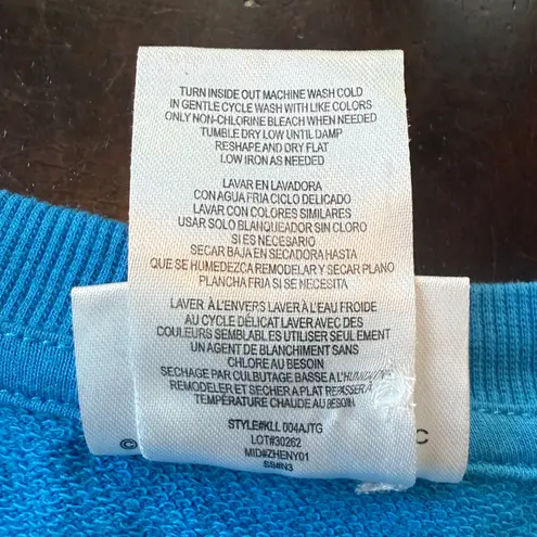 Lo Harris "I Have a Voice" Faces Graphic Sweatshirt Teal Oversized Women’s Large Blue