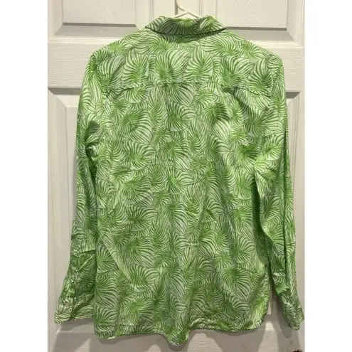 Gap  Designed And Crafted Green Leaf Boyfriend Fit oxford shirt Size Large‎