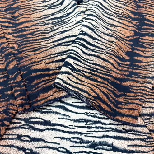 VTG Cactus Flower Womens Western Blouse Size Medium Zebra Stripe Cowgirl Rodeo Brown