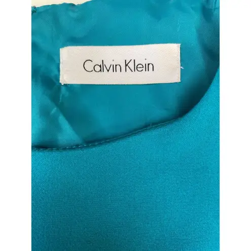 Calvin Klein  Womens Aqua Blue Sleeveless Sheath Belted Dress Size 10 SKU 6542