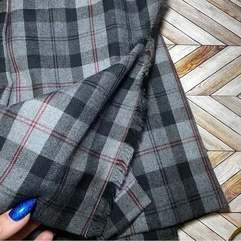 Brahmin Vintage Wool Gray Black Tartan Plaid Skirt Pleated Wrap Style Classic