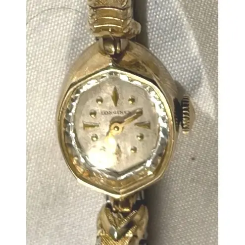 Vintage Longines 10k Gold Women's Gold Tone Hexagonal Face Swiss Made Watch