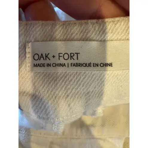 Oak + Fort Pants Women 4 Ivory Linen Blend Pleated Crossover High Waist Preppy